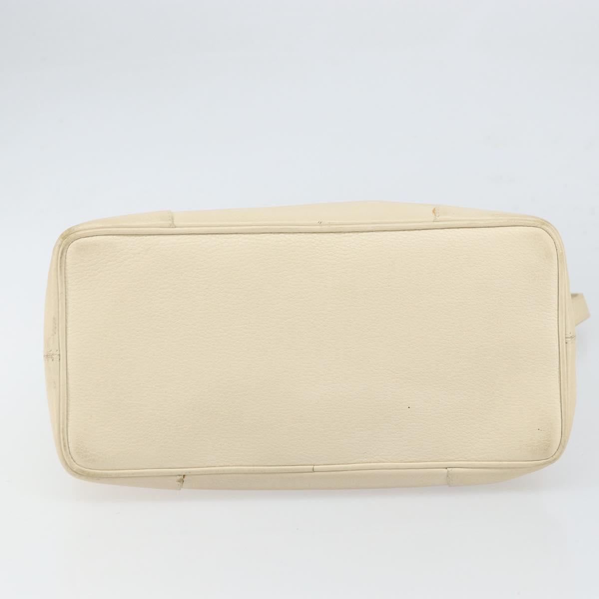 BVLGARI Tote Bag Leather Beige Silver Auth BA9722