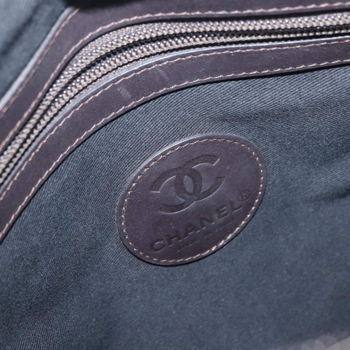 CHANEL Matelasse Shoulder Bag Nylon Brown Silver CC Auth BA9723