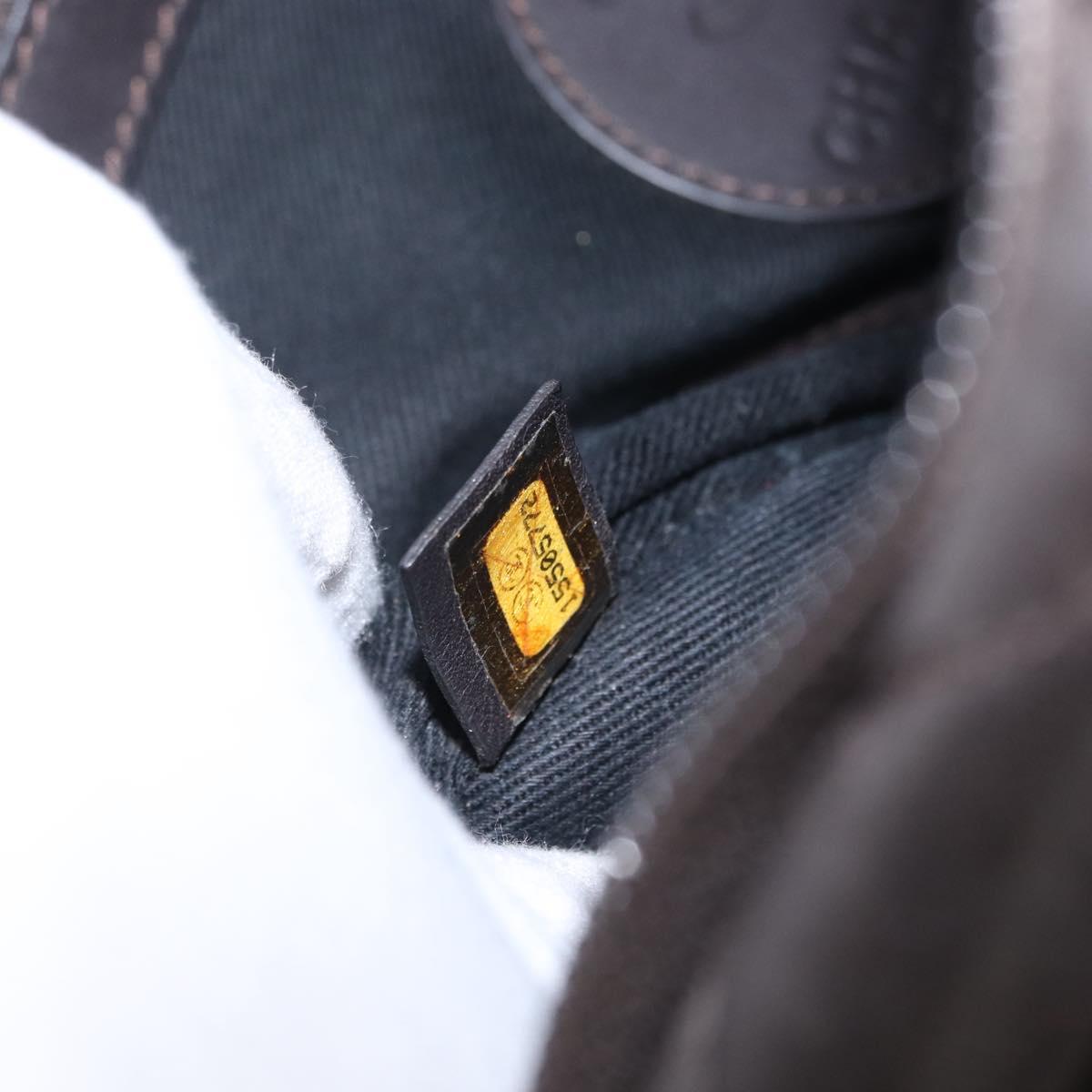 CHANEL Matelasse Shoulder Bag Nylon Brown Silver CC Auth BA9723