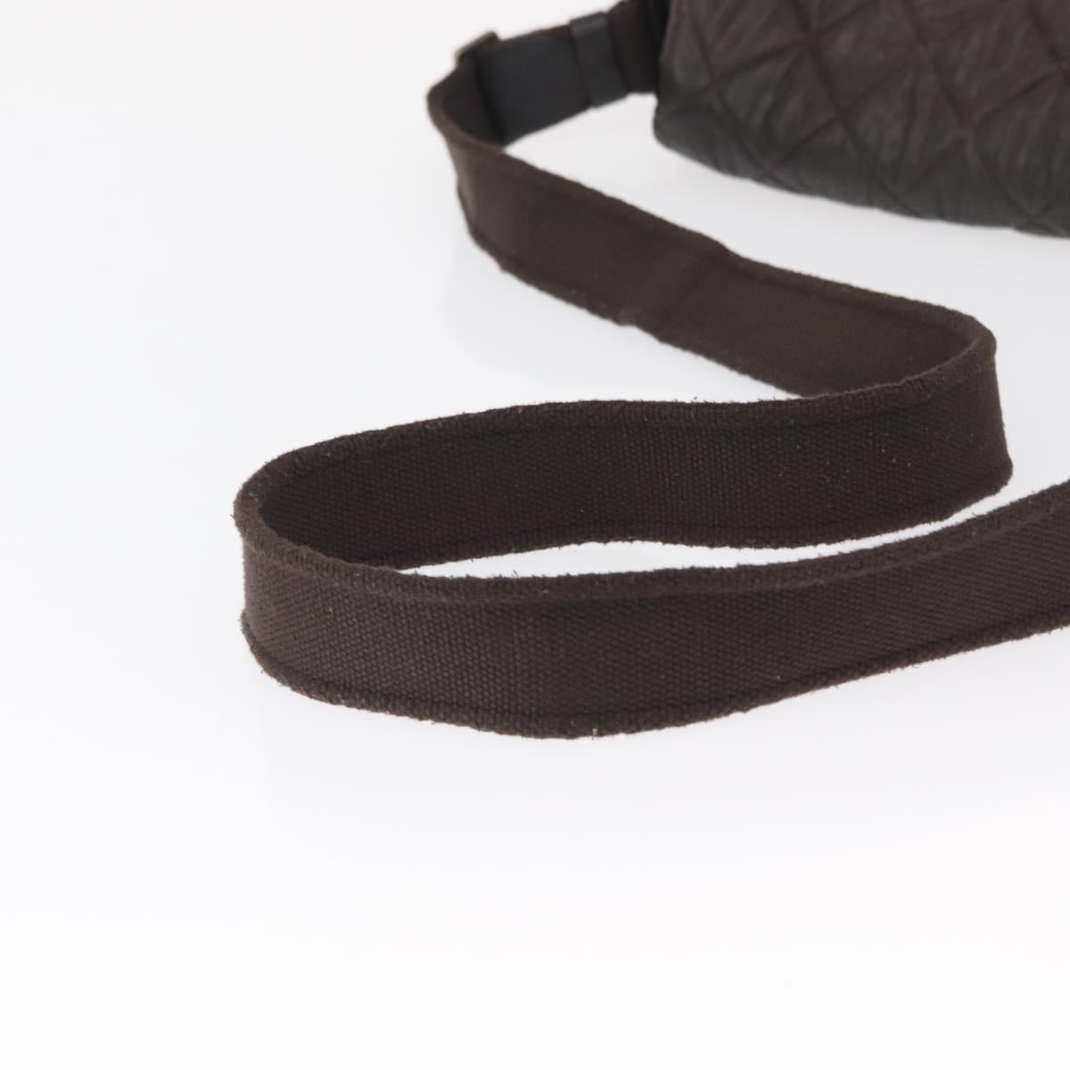 CHANEL Matelasse Shoulder Bag Nylon Brown Silver CC Auth BA9723