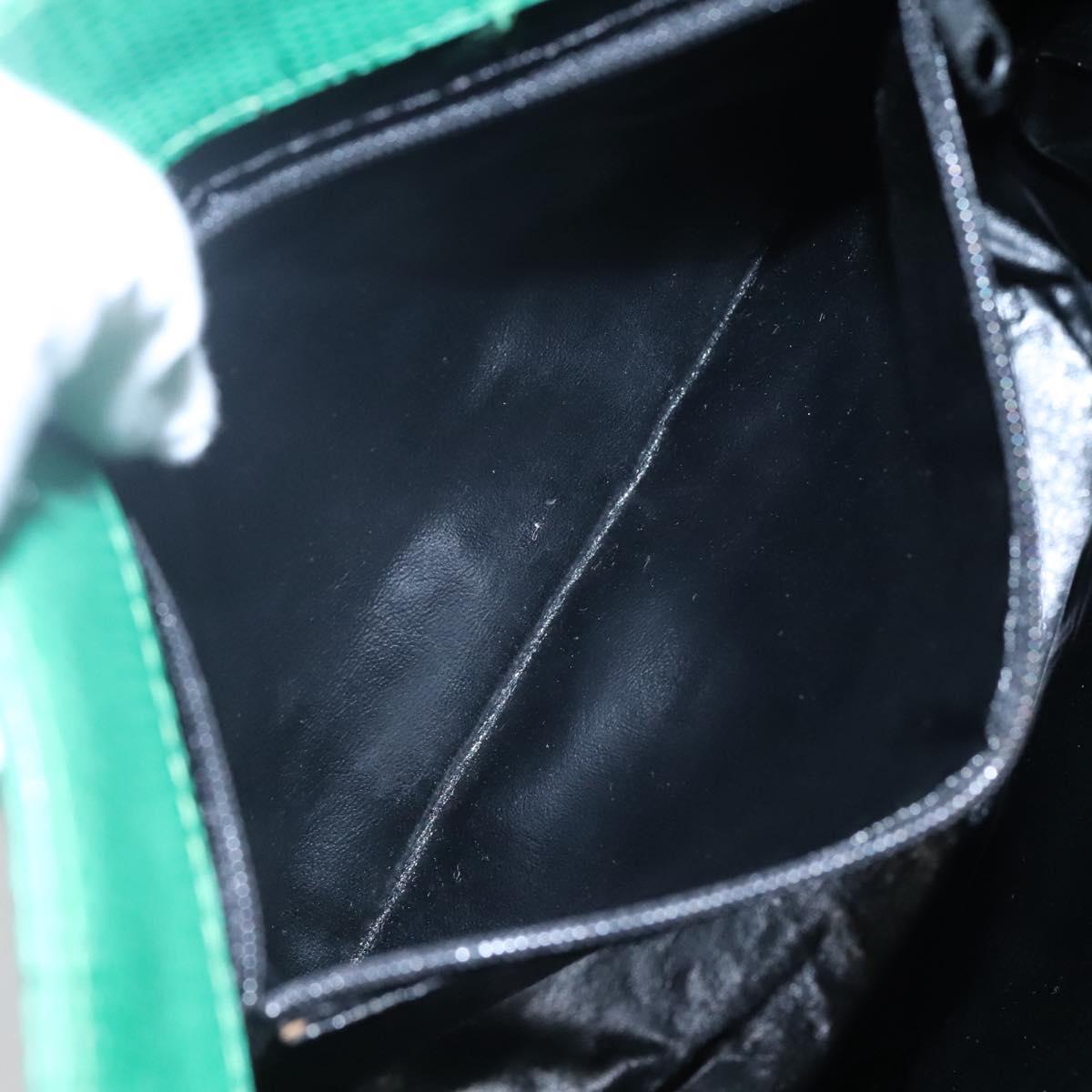 CELINE Shoulder Bag Leather Embossed Green Yellow Red Auth BA973