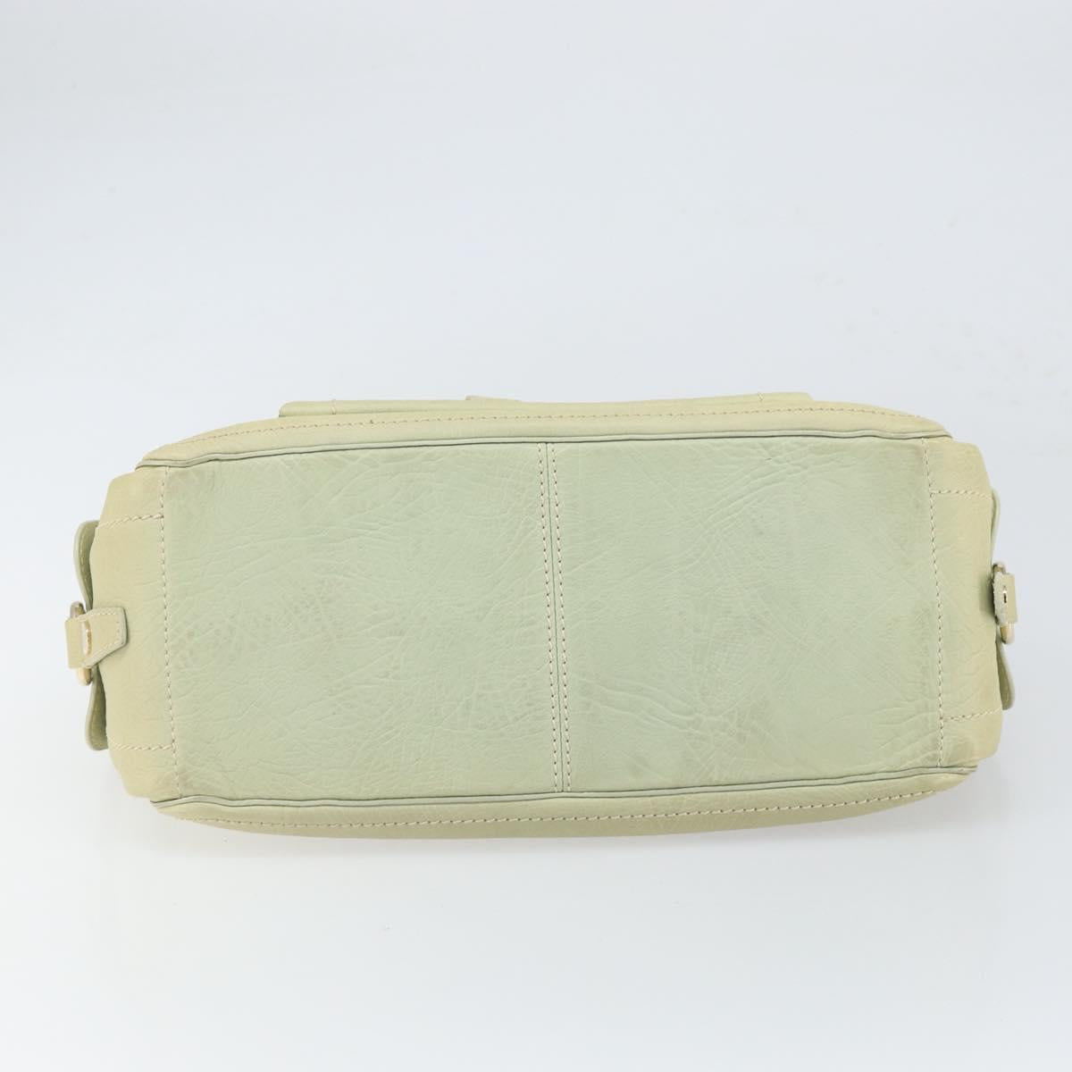 CELINE Boogie Hand Bag Leather Green Gold Auth BA9733
