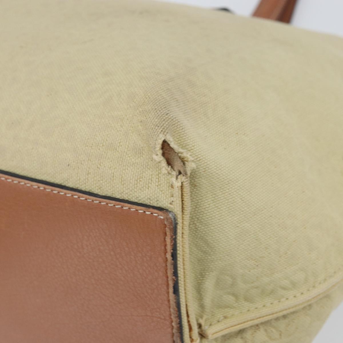 LOEWE Anagram Tote Bag Canvas Beige Auth BA9735