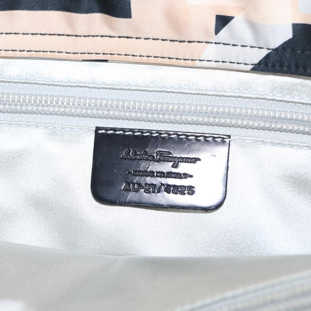 Salvatore Ferragamo Tote Bag Satin Beige Silver Auth BA9737