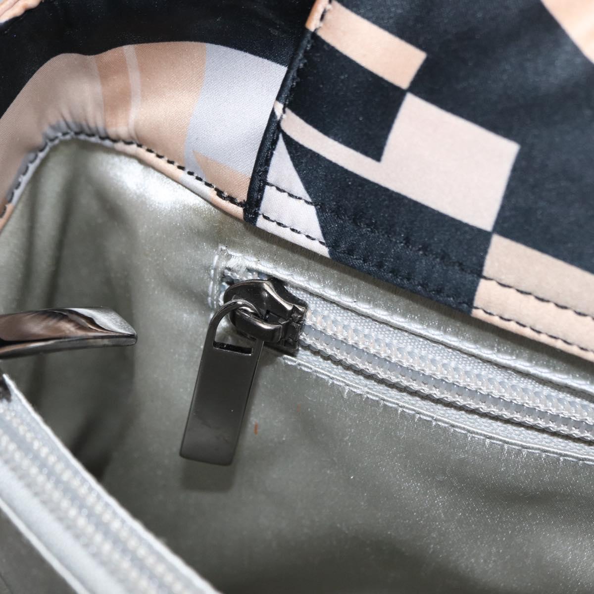 Salvatore Ferragamo Tote Bag Satin Beige Silver Auth BA9737