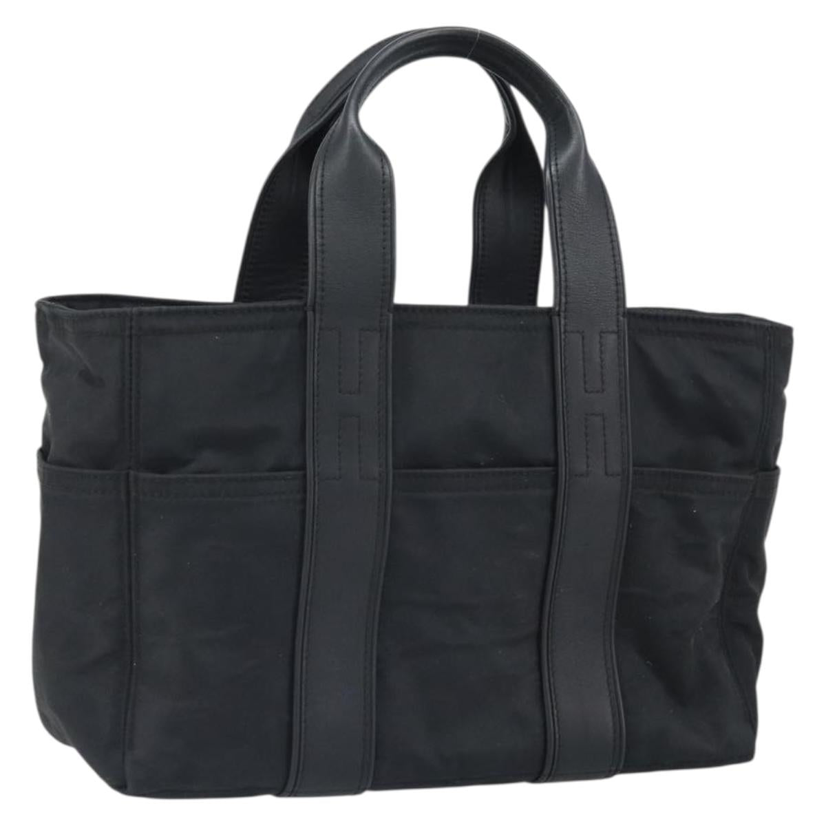 HERMES Acape Luco PM Hand Bag Nylon Black Auth BA9743
