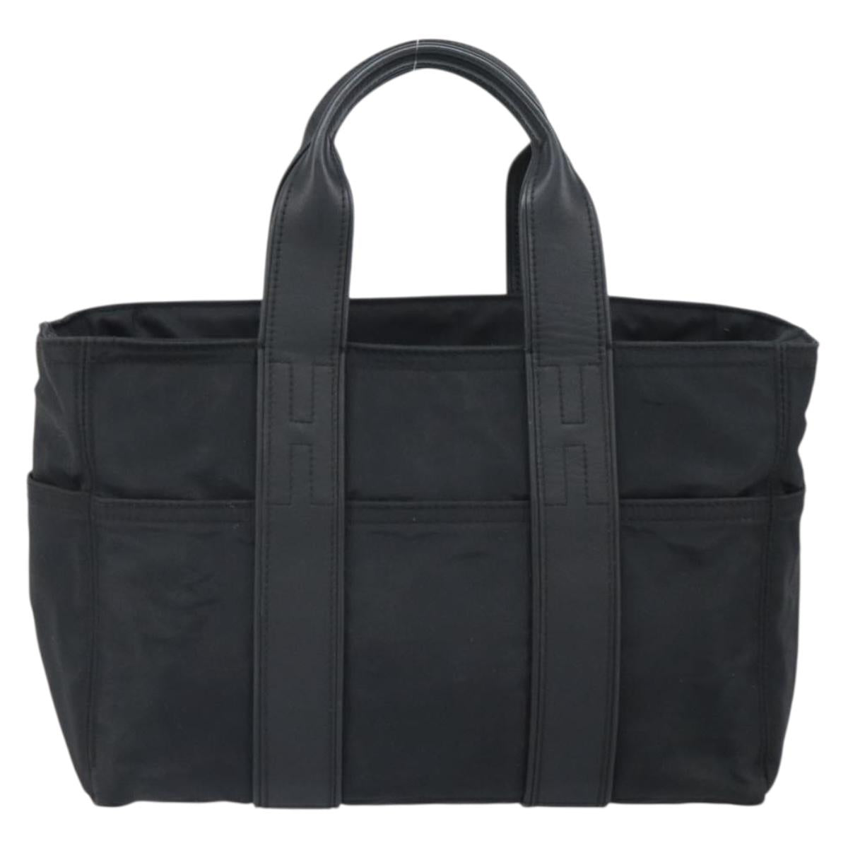 HERMES Acape Luco PM Hand Bag Nylon Black Auth BA9743