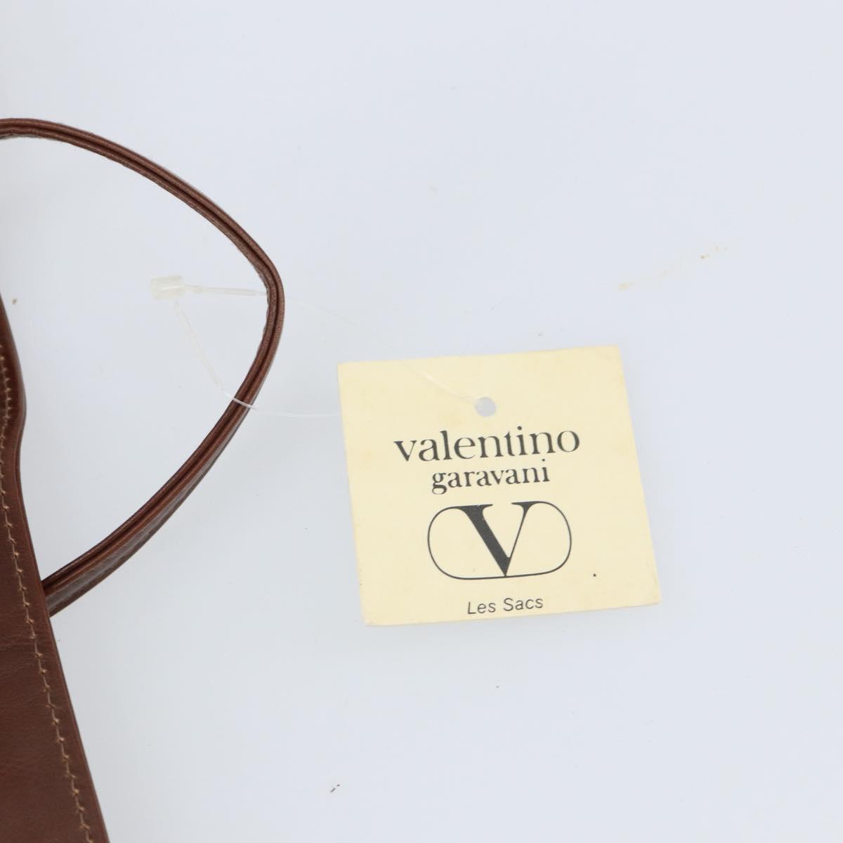 VALENTINO Shoulder Bag Leather Brown Gold Auth BA9760