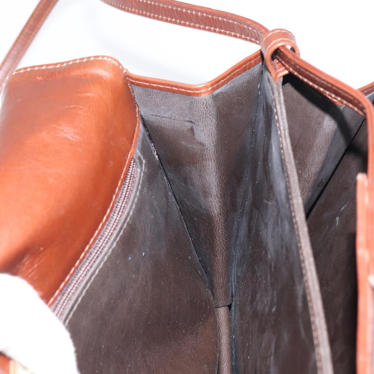 VALENTINO Shoulder Bag Leather Brown Gold Auth BA9760