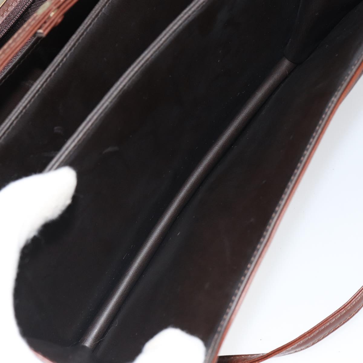 VALENTINO Shoulder Bag Leather Brown Gold Auth BA9760