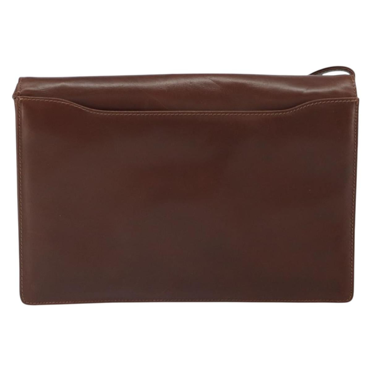 VALENTINO Shoulder Bag Leather Brown Gold Auth BA9760