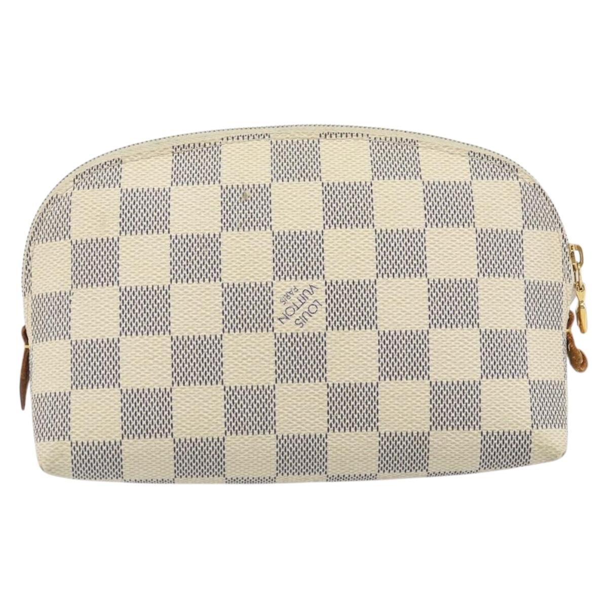 LOUIS VUITTON Damier Azur Pochette Cosmetic PM Pouch N60024 LV Auth BA9776