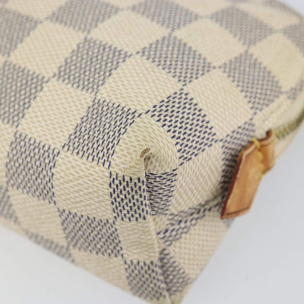 LOUIS VUITTON Damier Azur Pochette Cosmetic PM Pouch N60024 LV Auth BA9776