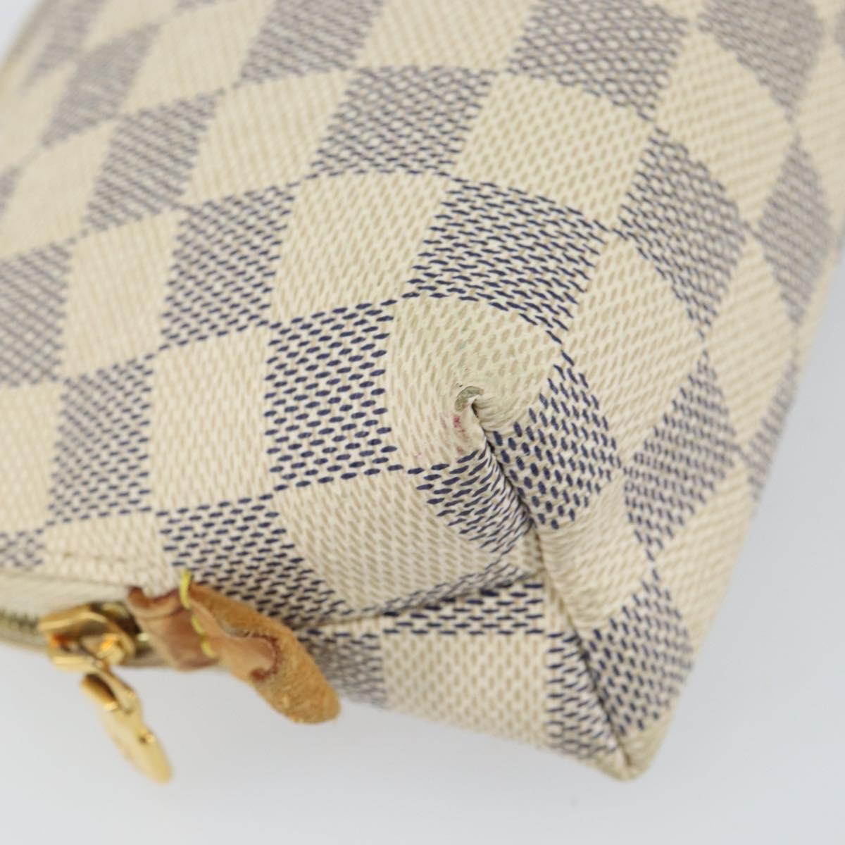 LOUIS VUITTON Damier Azur Pochette Cosmetic PM Pouch N60024 LV Auth BA9776