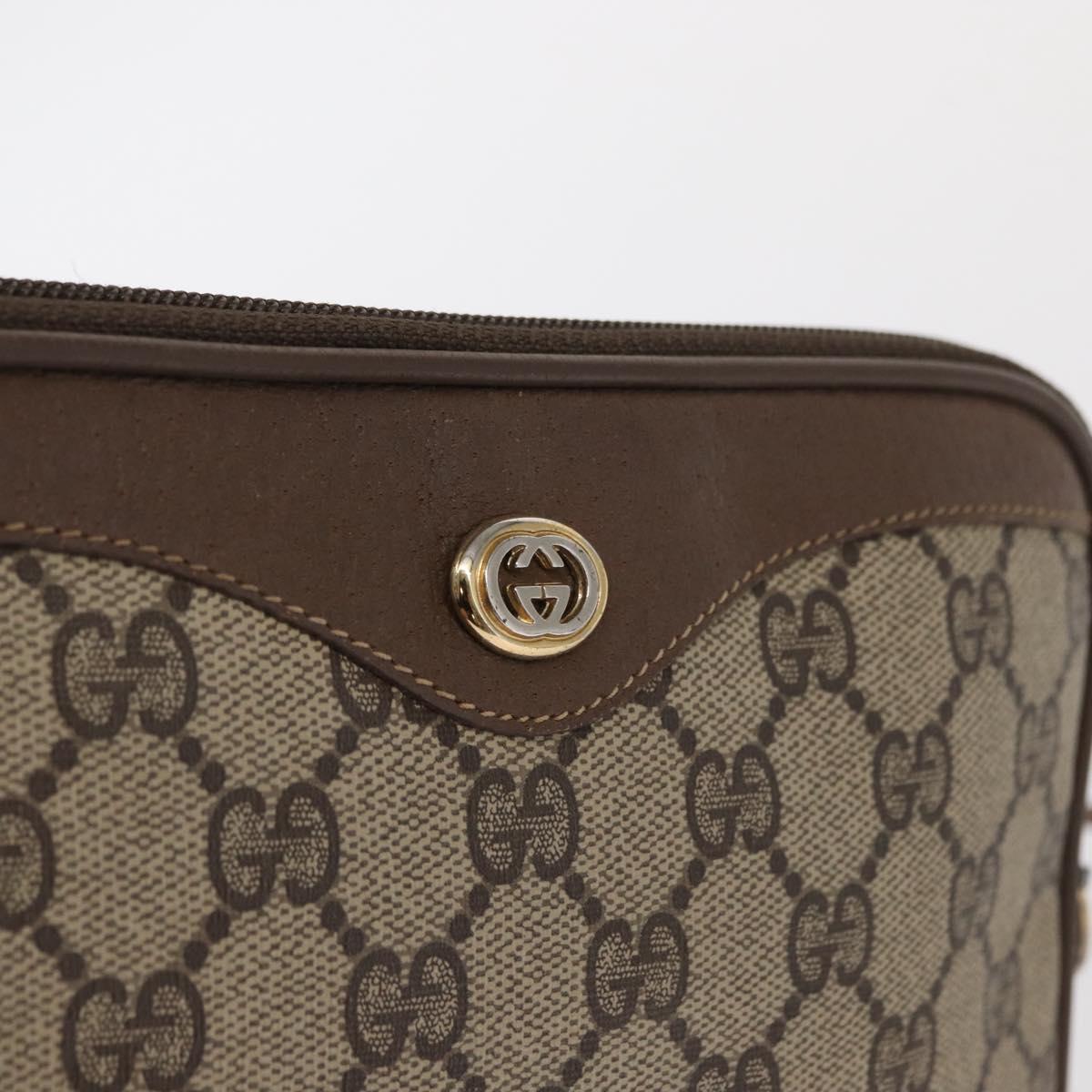 GUCCI GG Supreme Shoulder Bag PVC Beige Gold 119 02 068 Auth BA9786