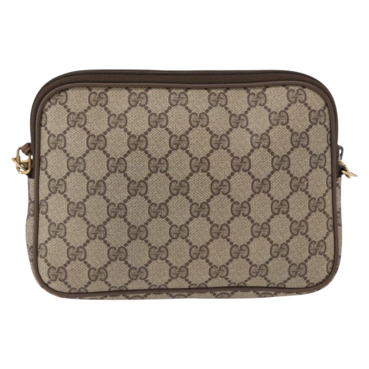 GUCCI GG Supreme Shoulder Bag PVC Beige Gold 119 02 068 Auth BA9786