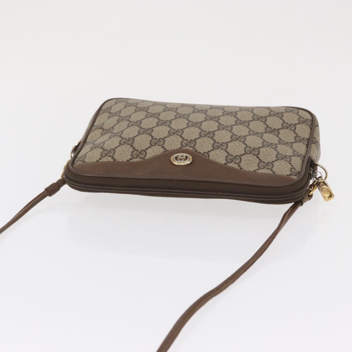 GUCCI GG Supreme Shoulder Bag PVC Beige Gold 119 02 068 Auth BA9786
