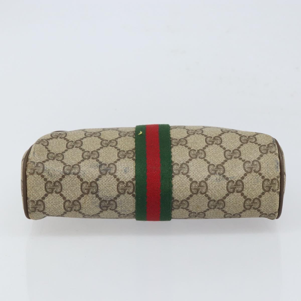 GUCCI GG Supreme Web Sherry Line Clutch Bag PVC Beige Gold 89 01 012 Auth BA9787