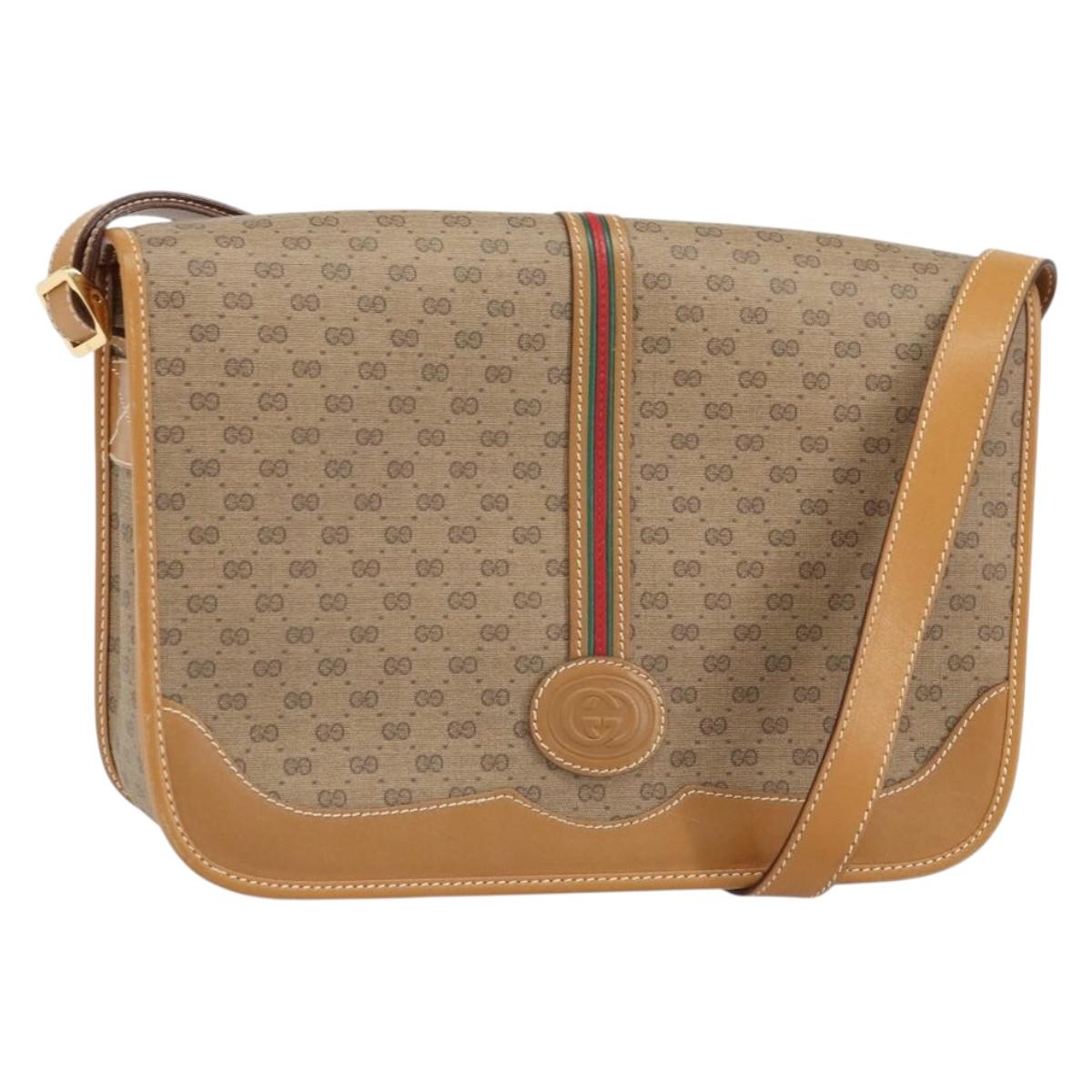 GUCCI GG Supreme Web Sherry Line Bag PVC Beige Gold 001 113 0551 Auth BA9789