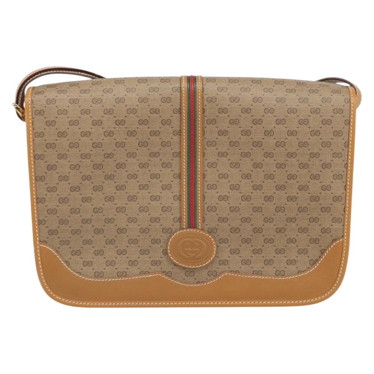 GUCCI GG Supreme Web Sherry Line Bag PVC Beige Gold 001 113 0551 Auth BA9789