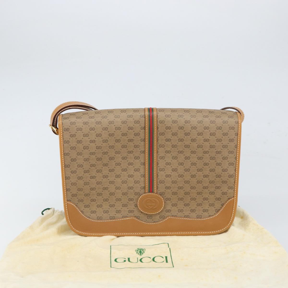 GUCCI GG Supreme Web Sherry Line Bag PVC Beige Gold 001 113 0551 Auth BA9789
