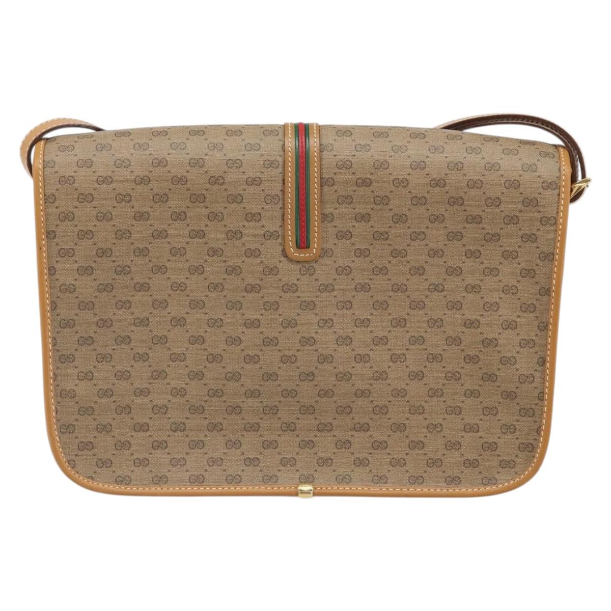 GUCCI GG Supreme Web Sherry Line Bag PVC Beige Gold 001 113 0551 Auth BA9789