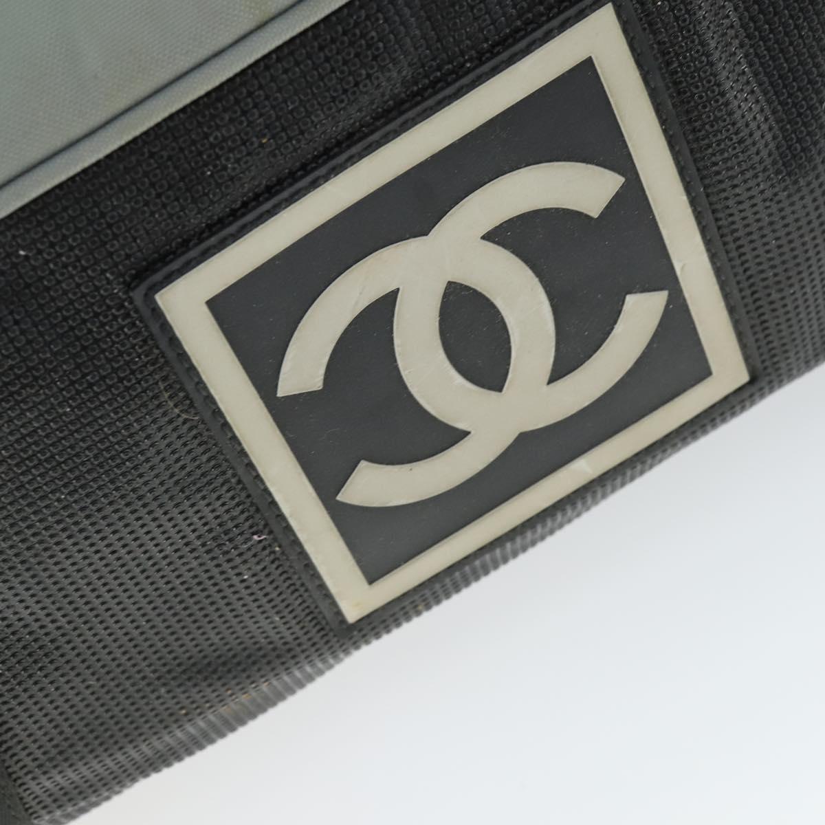 CHANEL Boston Bag Nylon Black Gray CC Auth BA9791