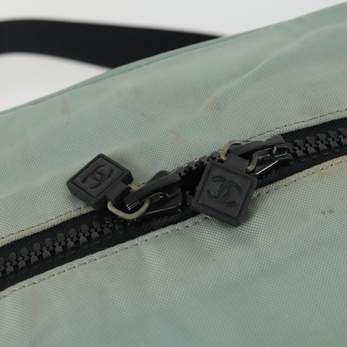 CHANEL Boston Bag Nylon Black Gray CC Auth BA9791