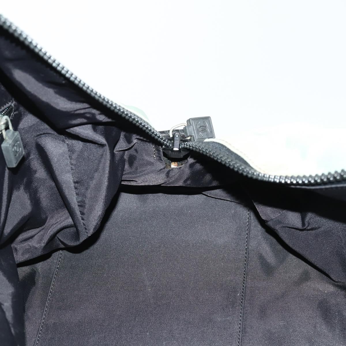 CHANEL Boston Bag Nylon Black Gray CC Auth BA9791