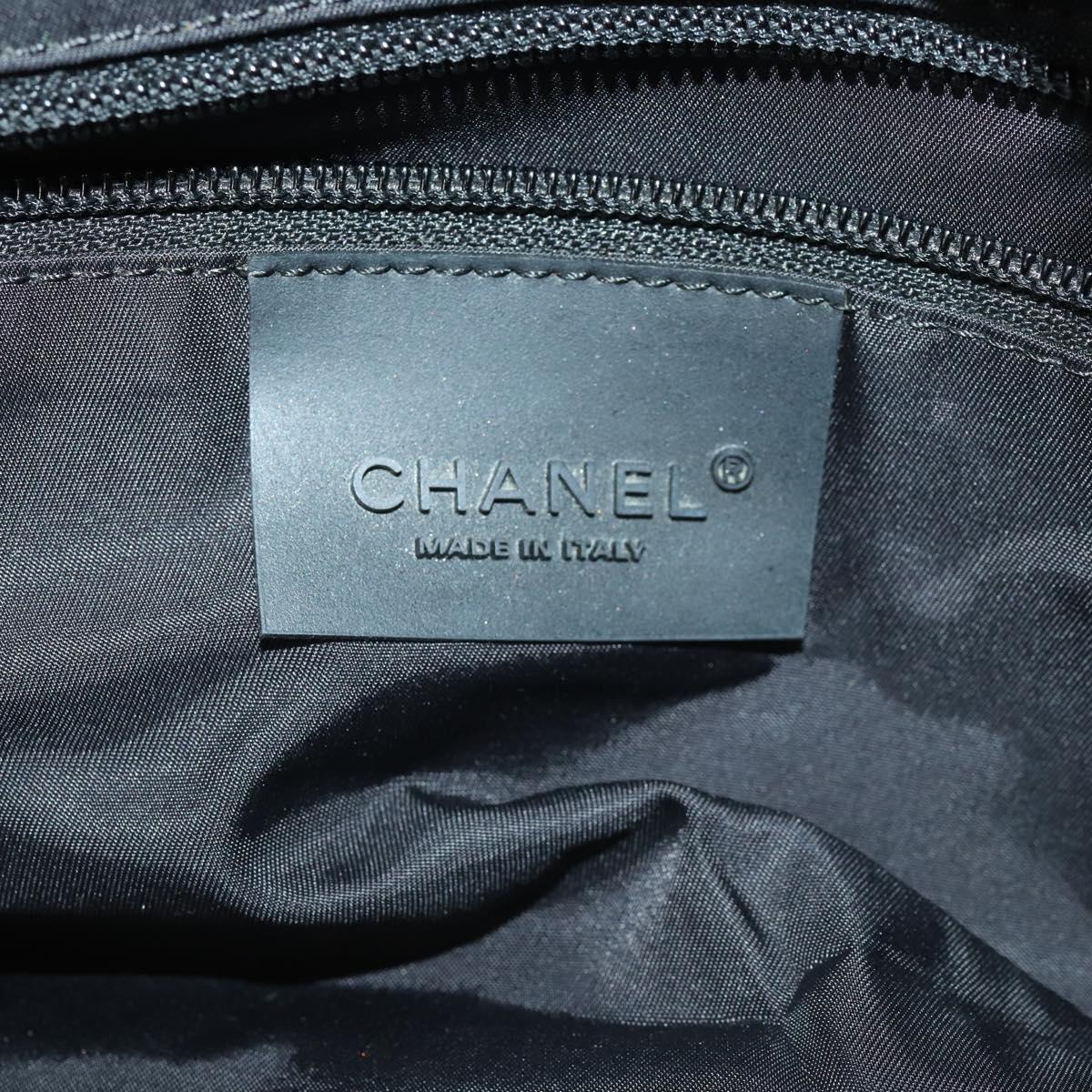 CHANEL Boston Bag Nylon Black Gray CC Auth BA9791