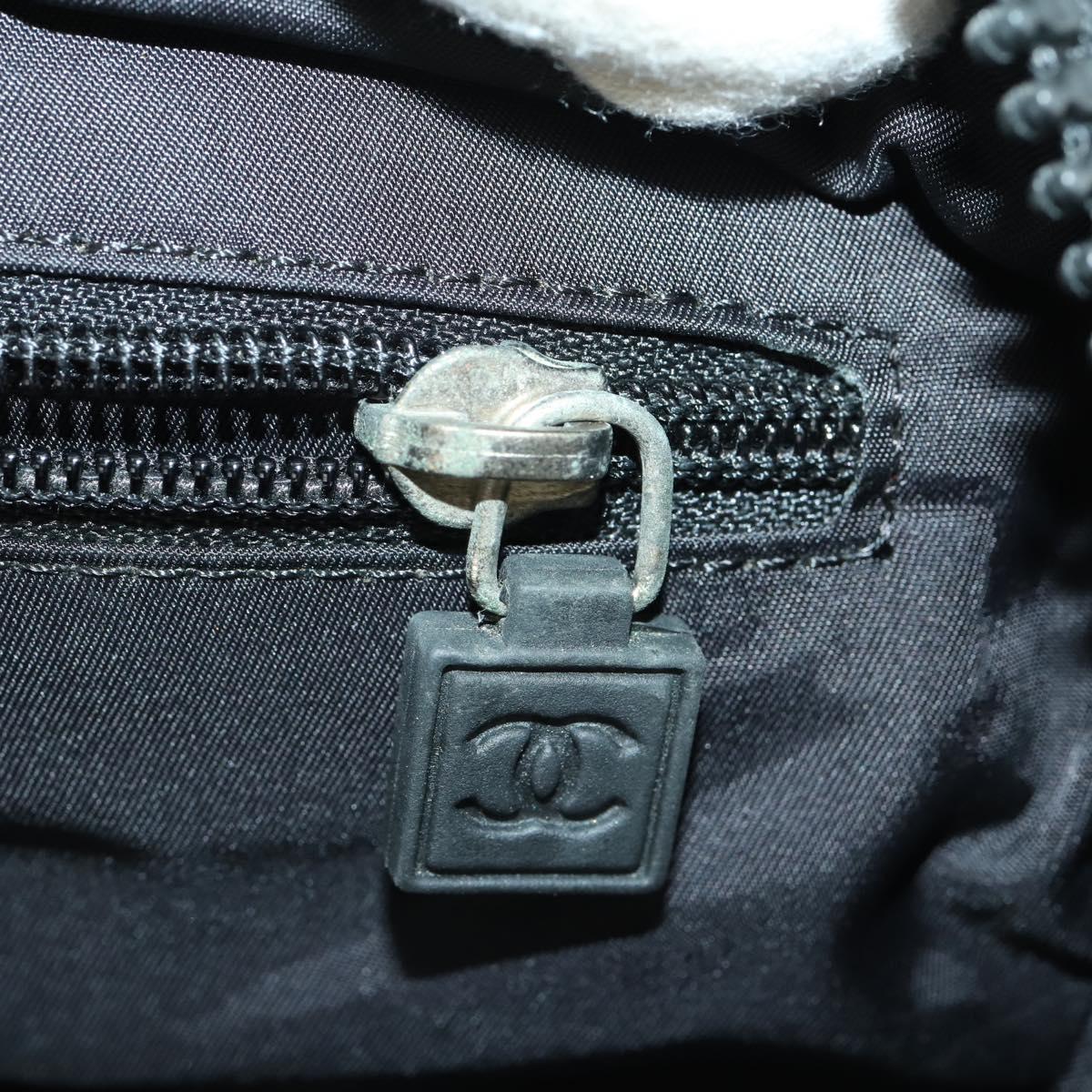 CHANEL Boston Bag Nylon Black Gray CC Auth BA9791