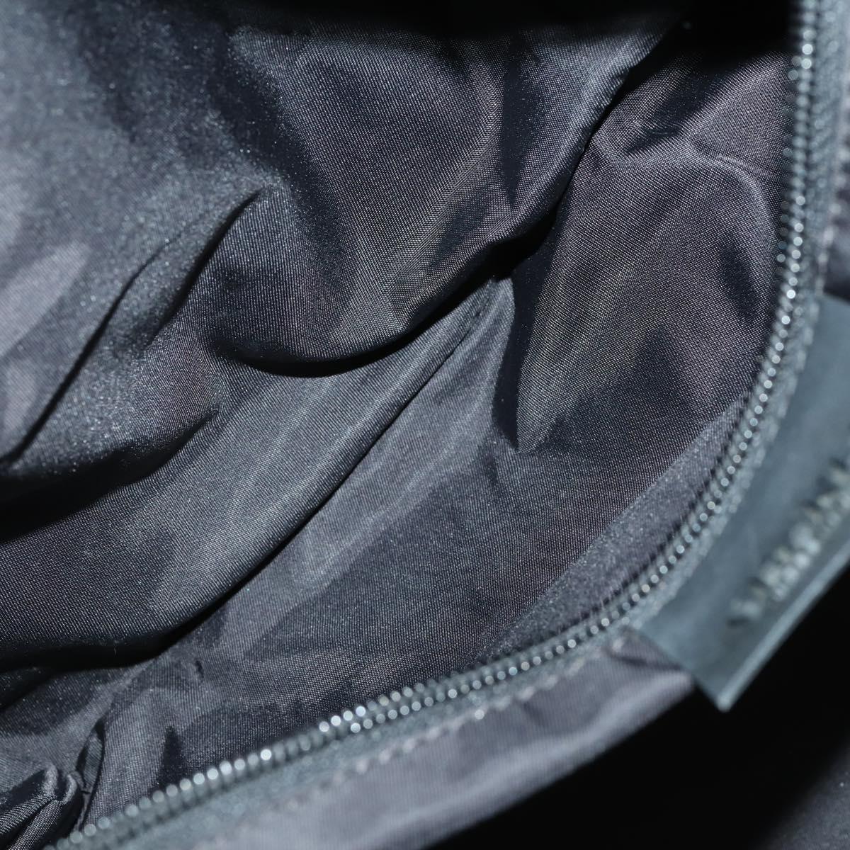 CHANEL Boston Bag Nylon Black Gray CC Auth BA9791