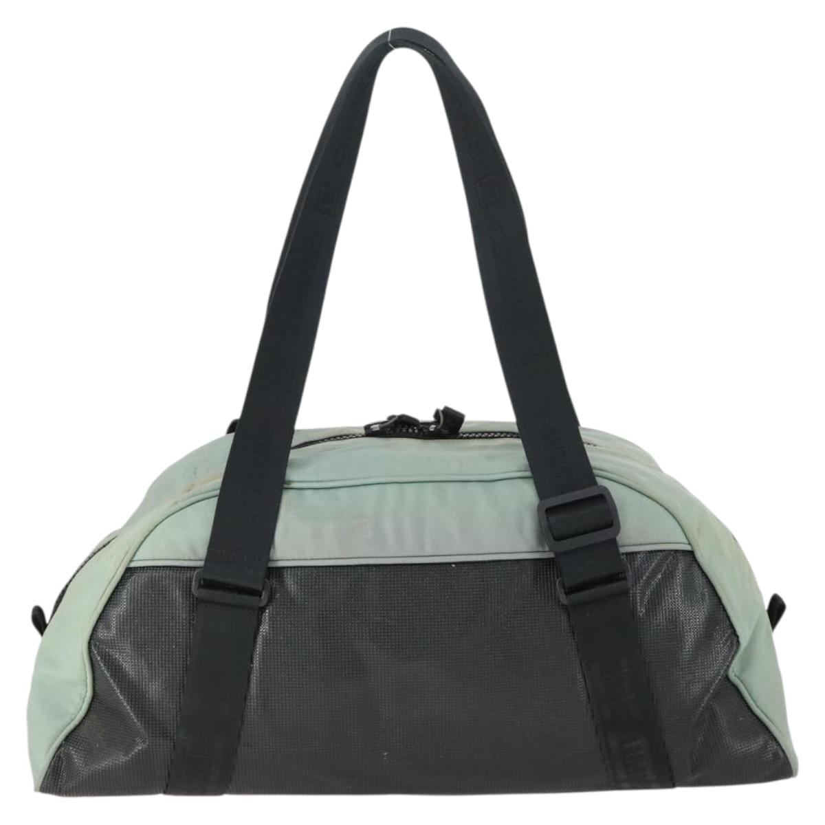 CHANEL Boston Bag Nylon Black Gray CC Auth BA9791