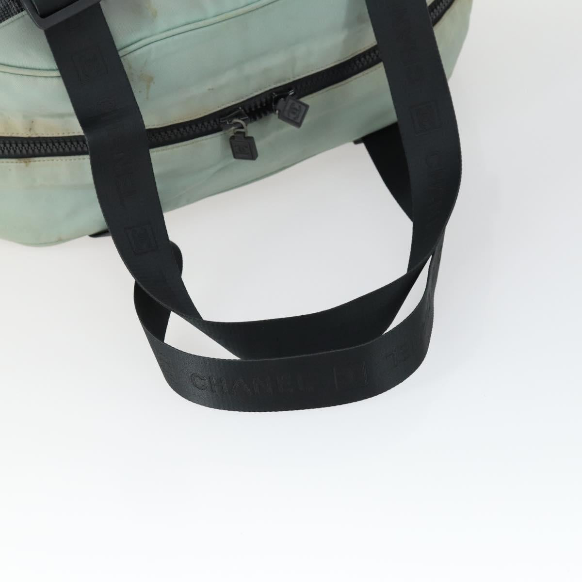 CHANEL Boston Bag Nylon Black Gray CC Auth BA9791