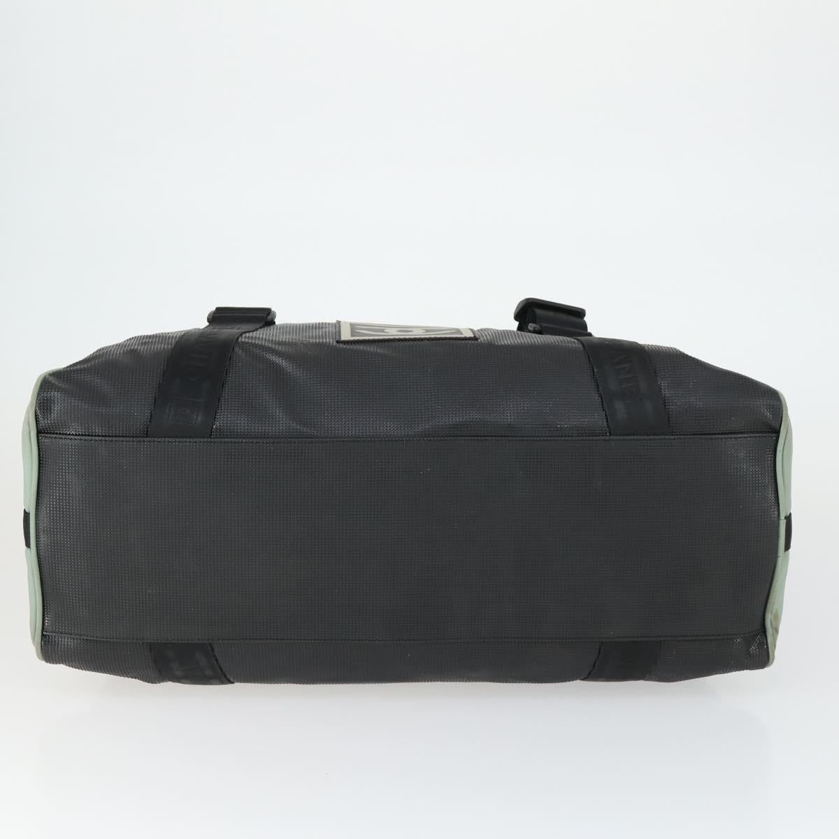 CHANEL Boston Bag Nylon Black Gray CC Auth BA9791