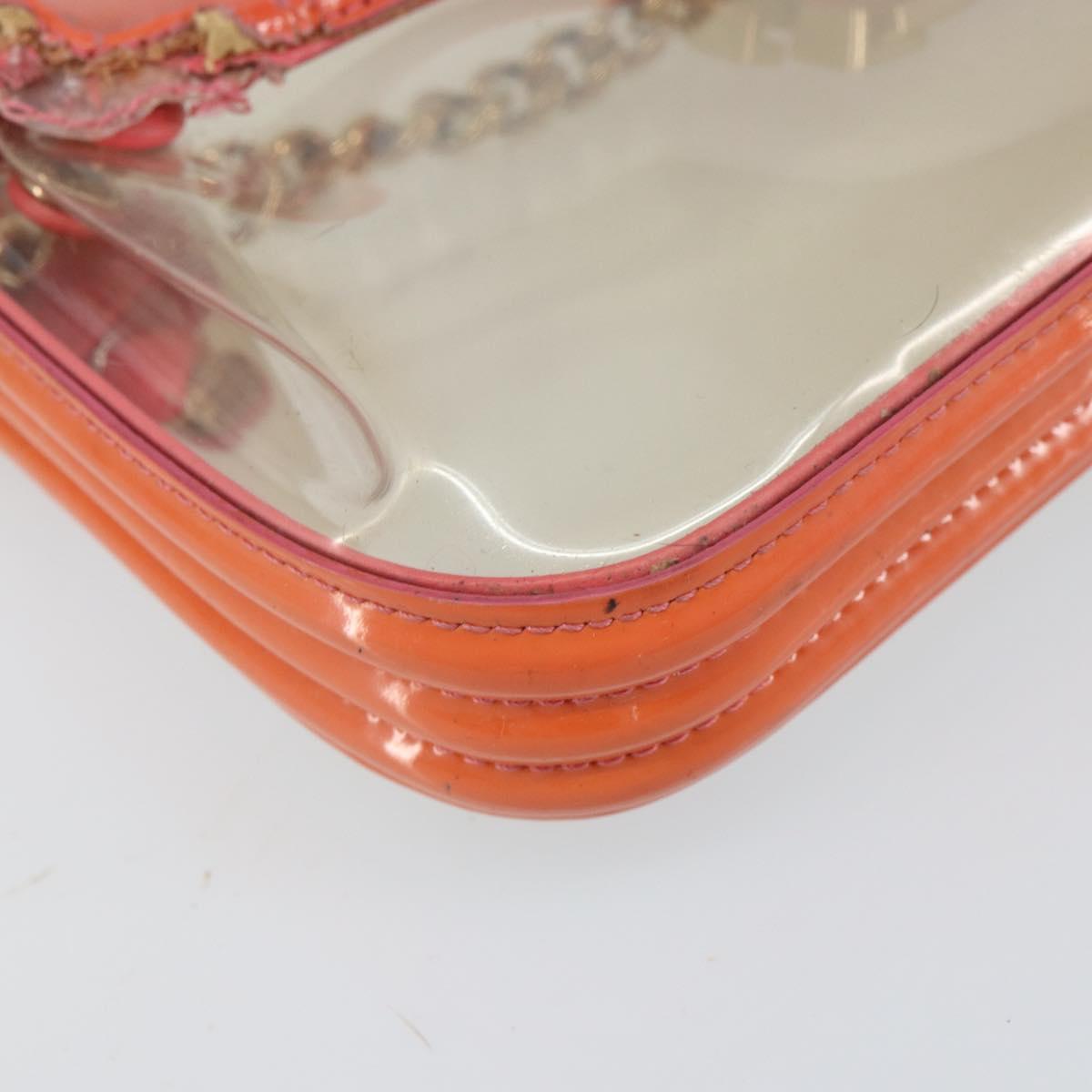 CHANEL Chain Shoulder Bag Vinyl Clear Gold CC Auth BA9792