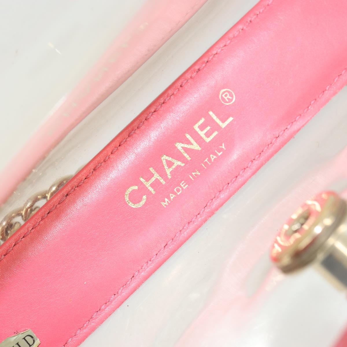 CHANEL Chain Shoulder Bag Vinyl Clear Gold CC Auth BA9792