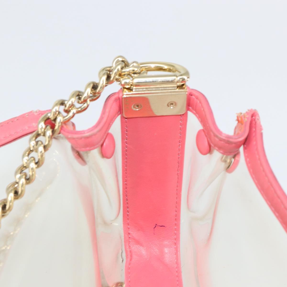CHANEL Chain Shoulder Bag Vinyl Clear Gold CC Auth BA9792