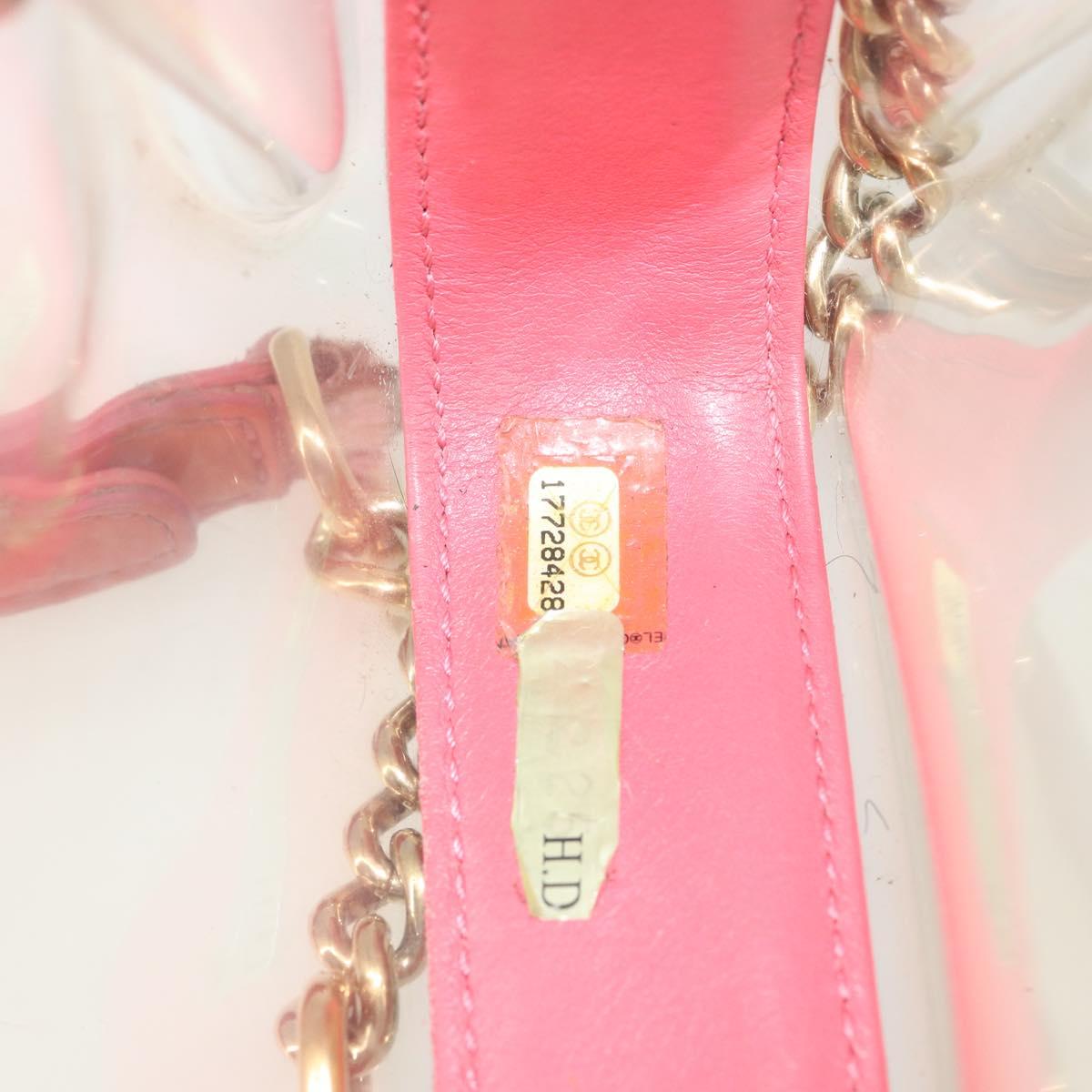 CHANEL Chain Shoulder Bag Vinyl Clear Gold CC Auth BA9792