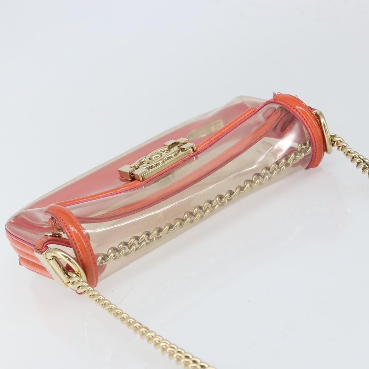 CHANEL Chain Shoulder Bag Vinyl Clear Gold CC Auth BA9792