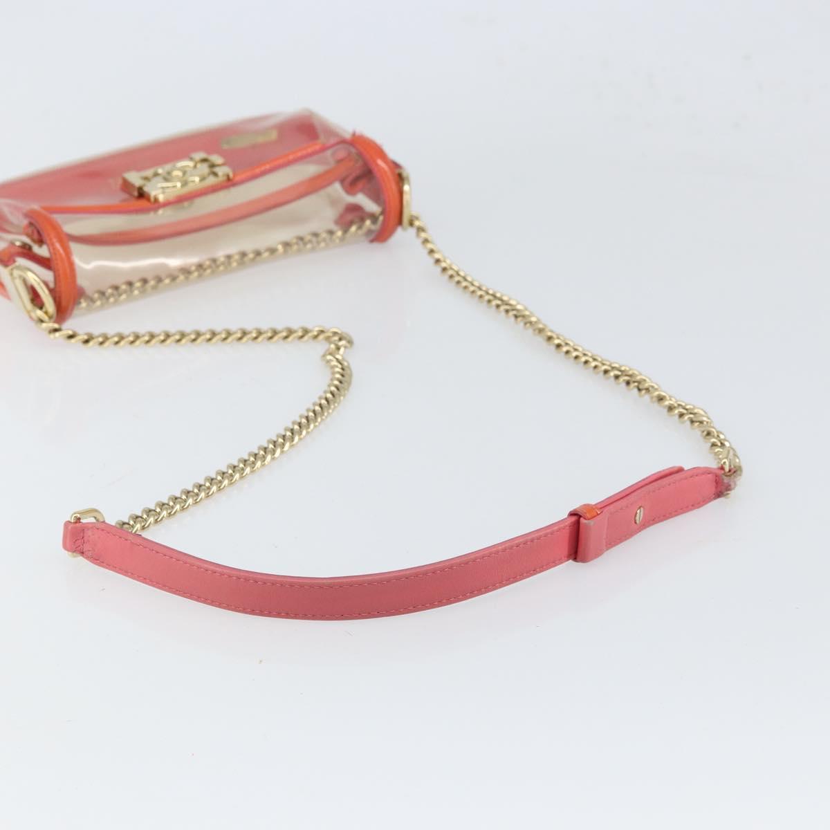 CHANEL Chain Shoulder Bag Vinyl Clear Gold CC Auth BA9792