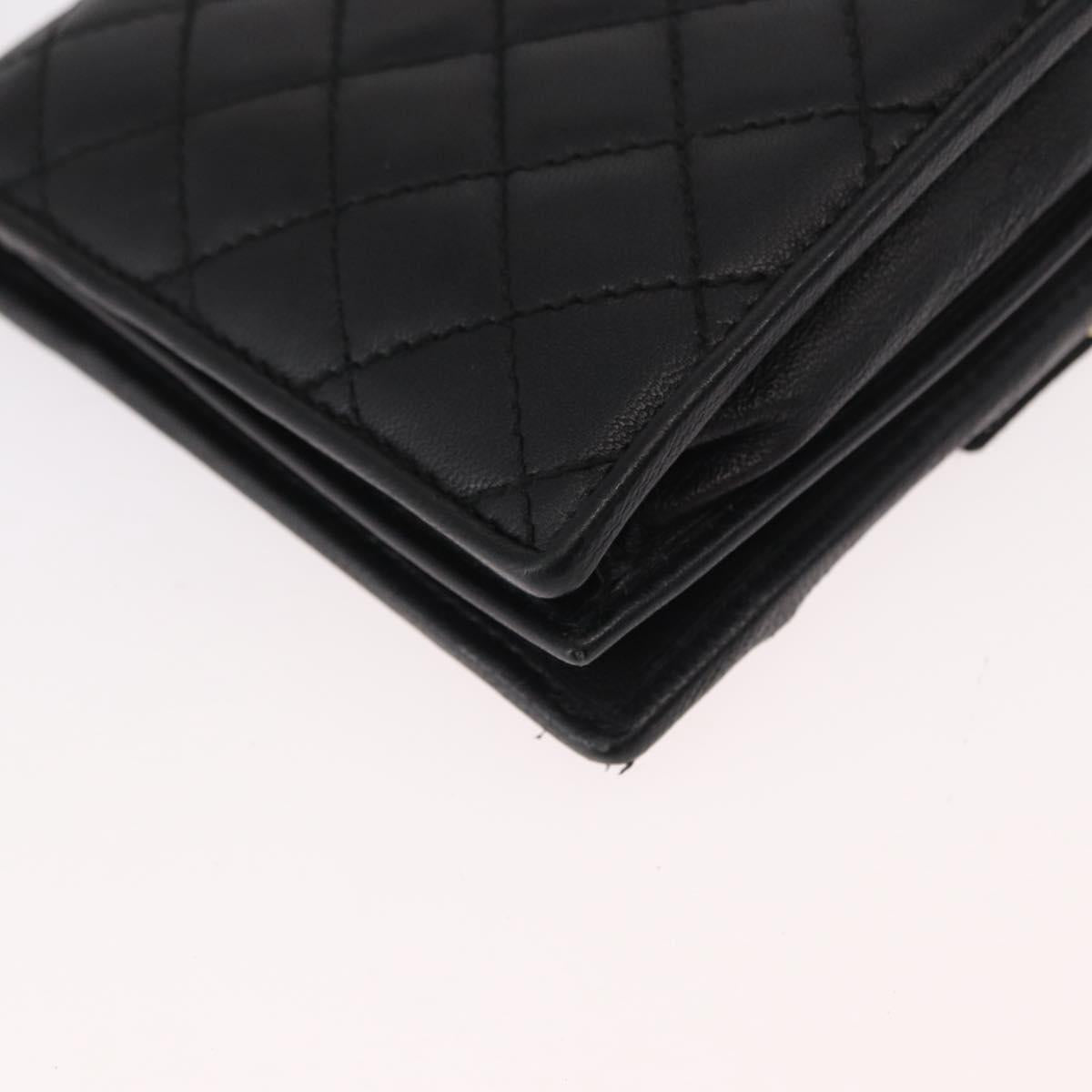 Salvatore Ferragamo Chain Wallet Shoulder Bag Leather Black Gold Auth BA9798