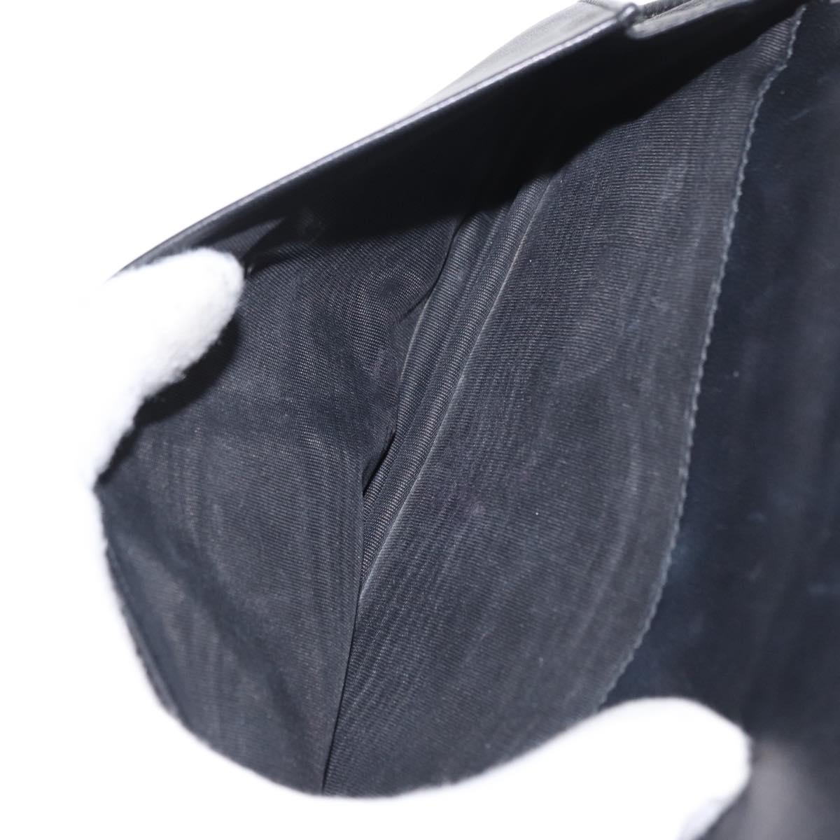 Salvatore Ferragamo Chain Wallet Shoulder Bag Leather Black Gold Auth BA9798