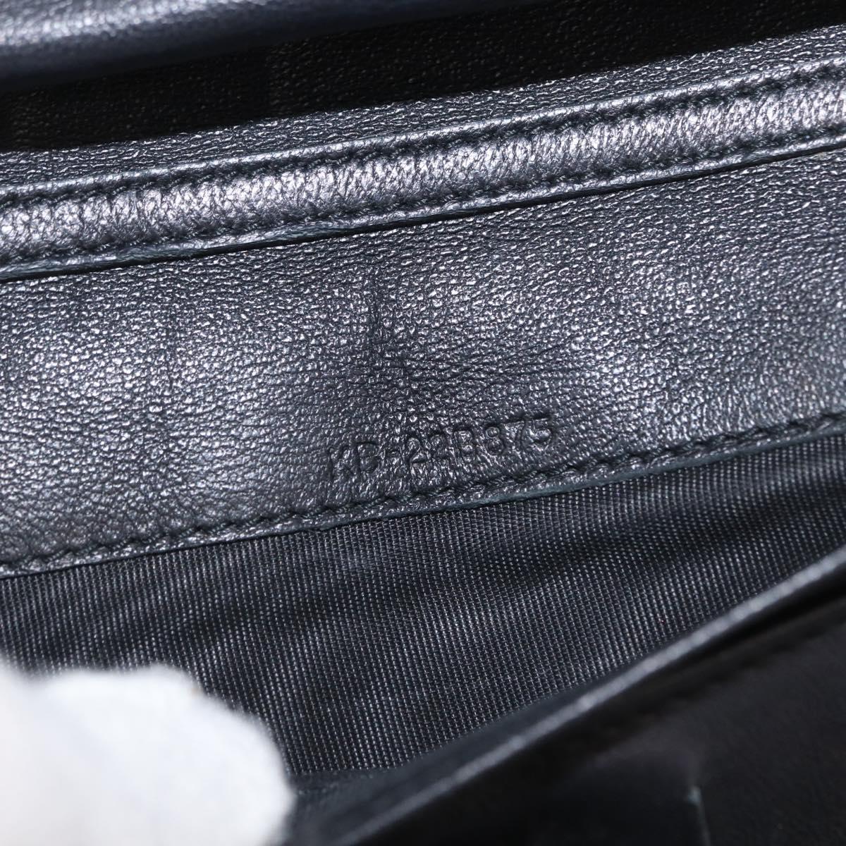 Salvatore Ferragamo Chain Wallet Shoulder Bag Leather Black Gold Auth BA9798