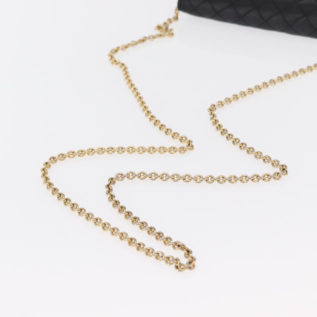 Salvatore Ferragamo Chain Wallet Shoulder Bag Leather Black Gold Auth BA9798