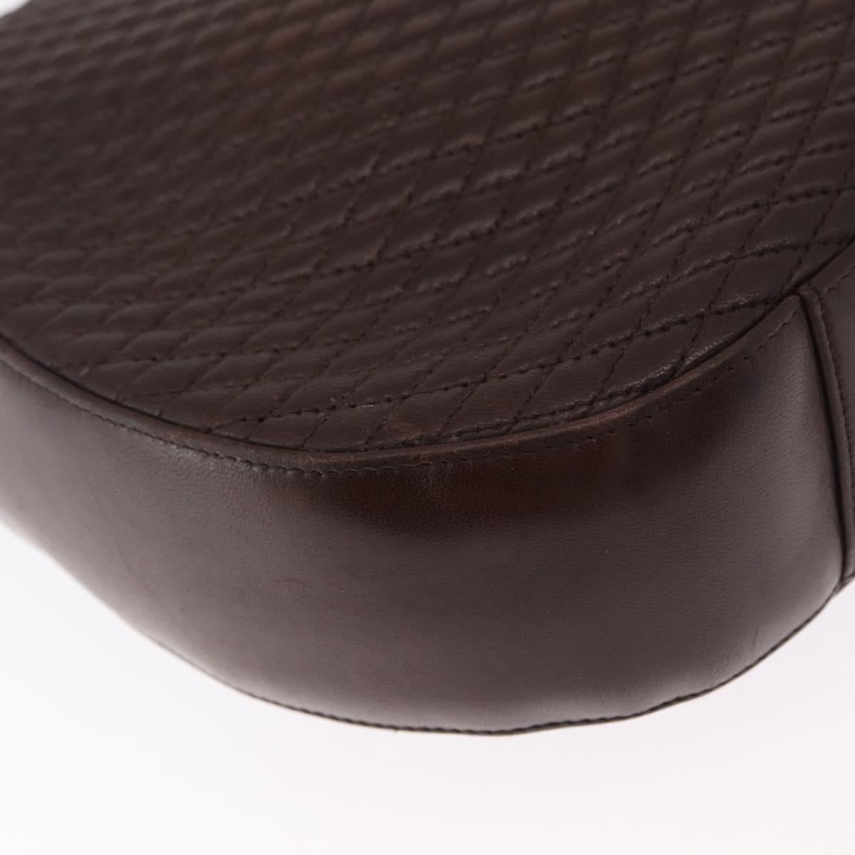 BALLY Shoulder Bag Leather Brown Gold Auth BA9800