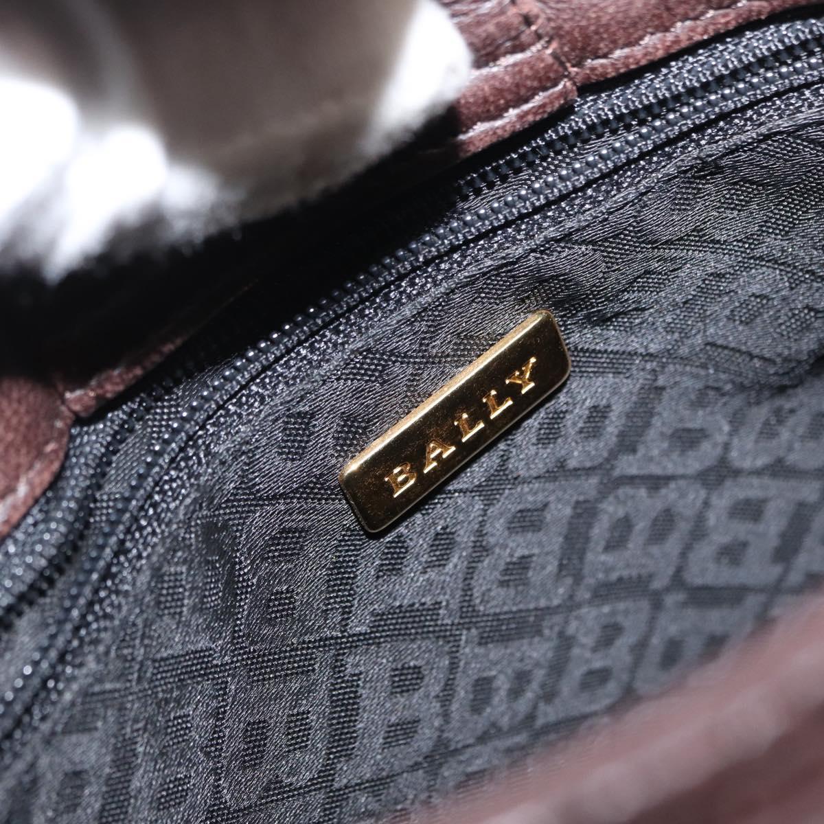 BALLY Shoulder Bag Leather Brown Gold Auth BA9800