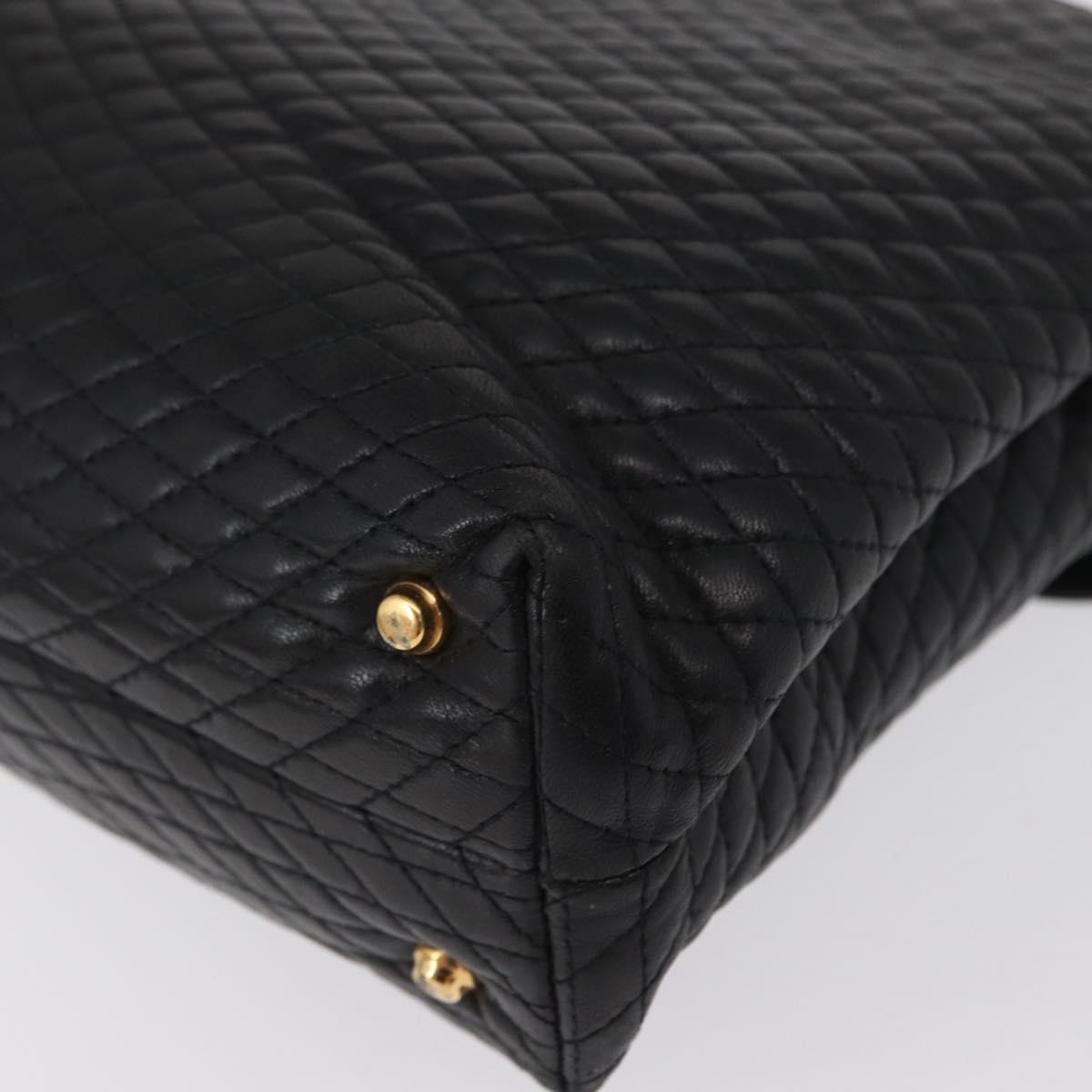 BALLY Hand Bag Leather Black Gold Auth BA9801