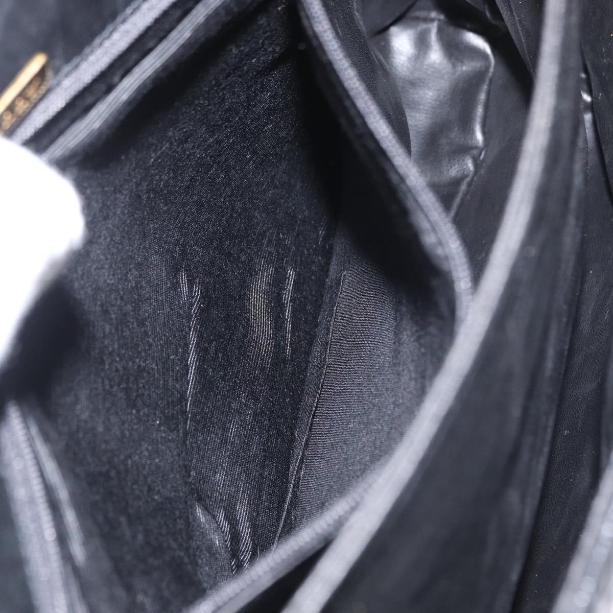 BALLY Hand Bag Leather Black Gold Auth BA9801