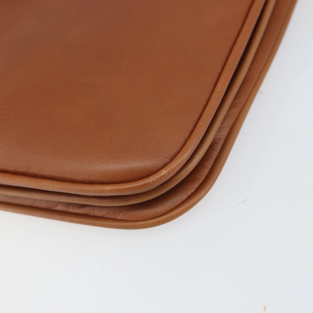 BALLY Shoulder Bag Leather Brown Gold Auth BA9802